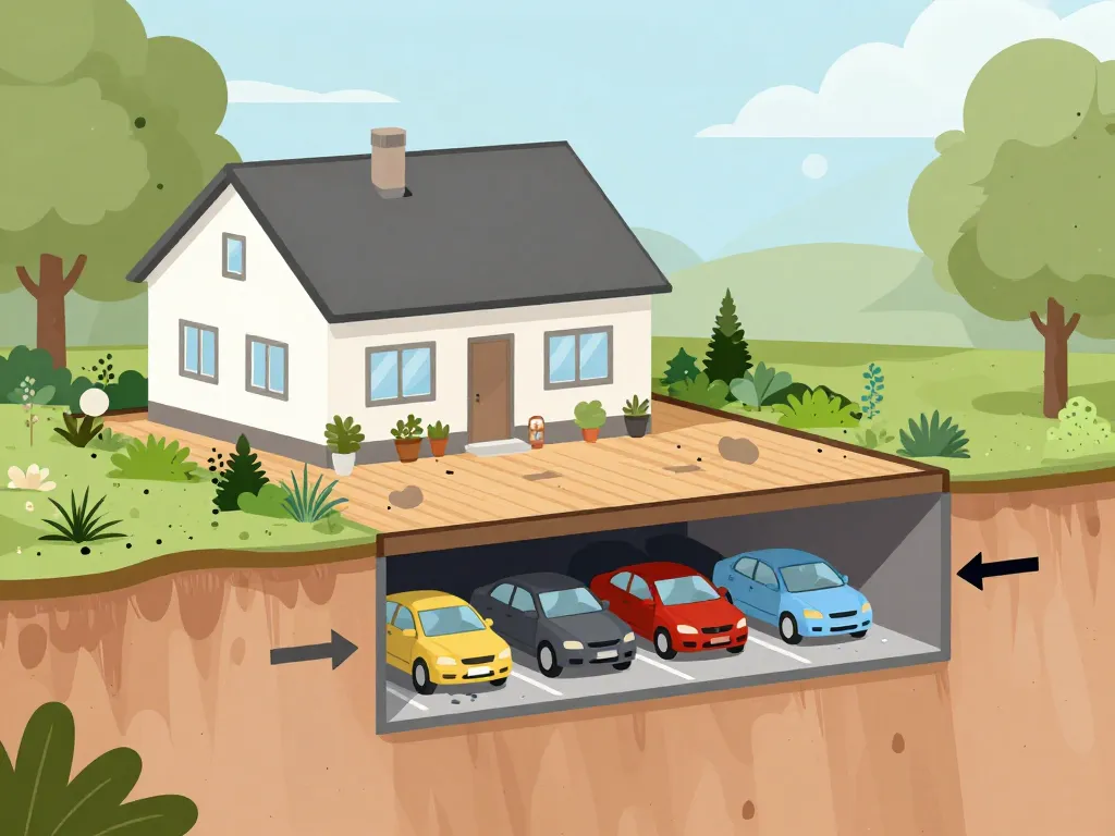 Vue coupe maison avec garage en sous sol avantages et risques