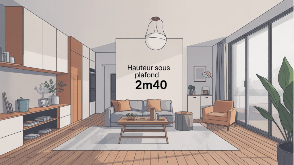 Aménagement d'intérieur avec hauteur sous plafond 2m40 moderne