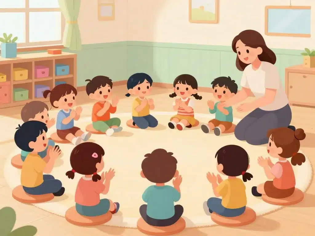 Enfants jouent et chantent pour la phonologie PS