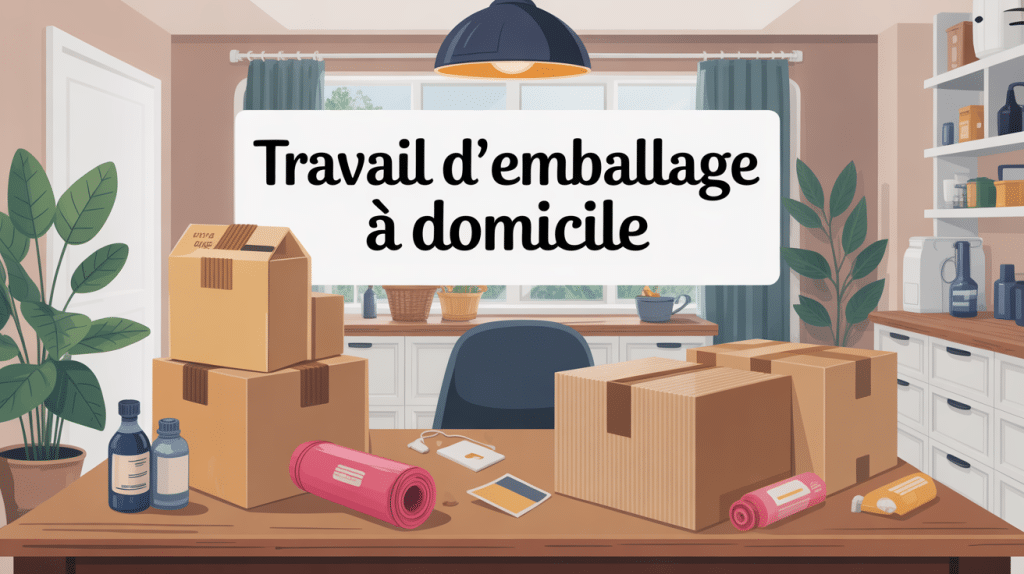 travailler à domicile emballage sur plan de travail moderne