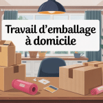 travailler à domicile emballage sur plan de travail moderne