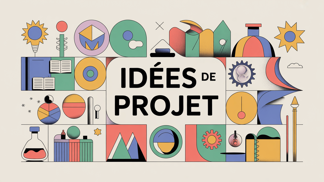 500 idées de projet en illustration centrale colorée