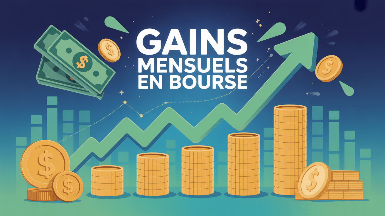 Combien peut-on gagner en bourse par mois, graphique et pièces, croissance régulière