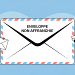 Illustration moderne enveloppe non affranchie avec facteur