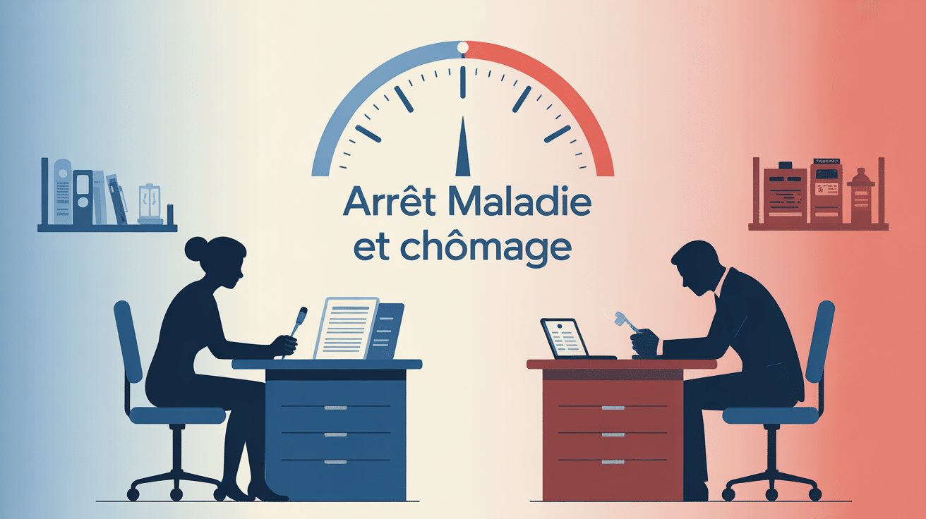 est ce que l'arret maladie compte pour le chomage illustration bleu blanc rouge