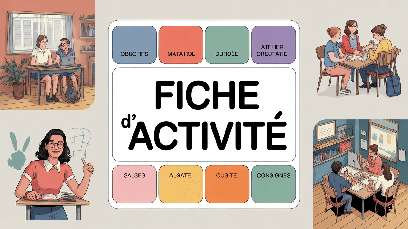 fiche d'activité illustrant objectifs, matériel, durée, consignes