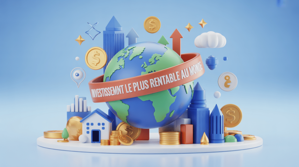 Illustration investissement le plus rentable au monde globe
