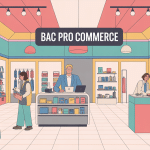 Lycée bac pro commerce illustration magasin moderne