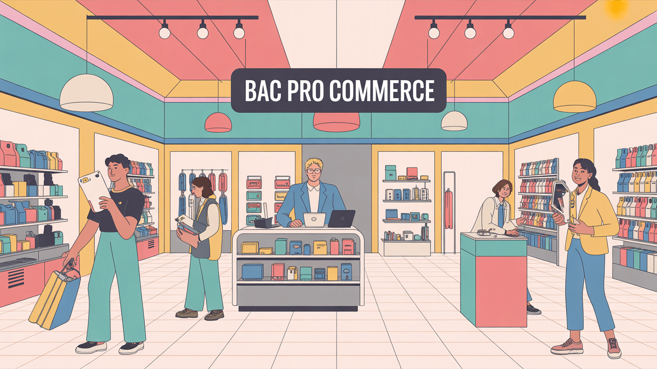 Lycée bac pro commerce illustration magasin moderne