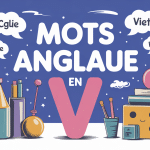 mot anglais en v scène éducative illustration