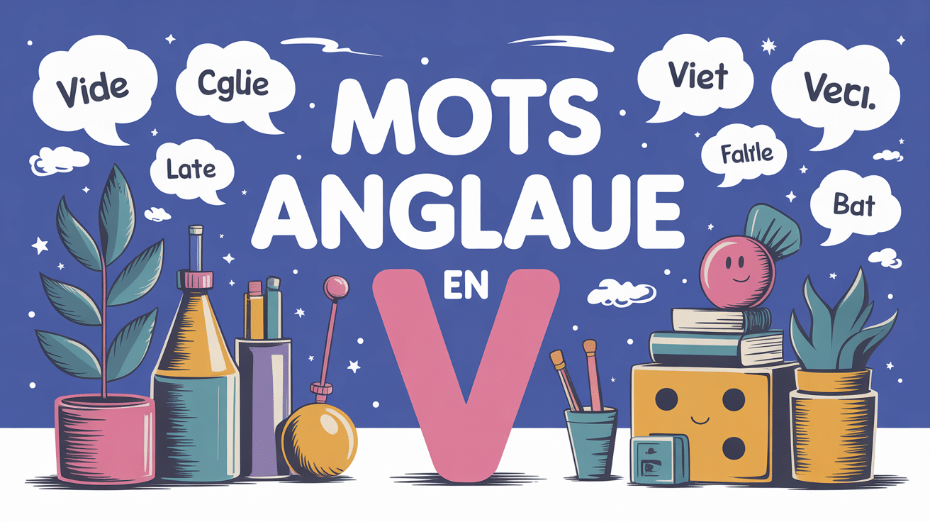 mot anglais en v scène éducative illustration