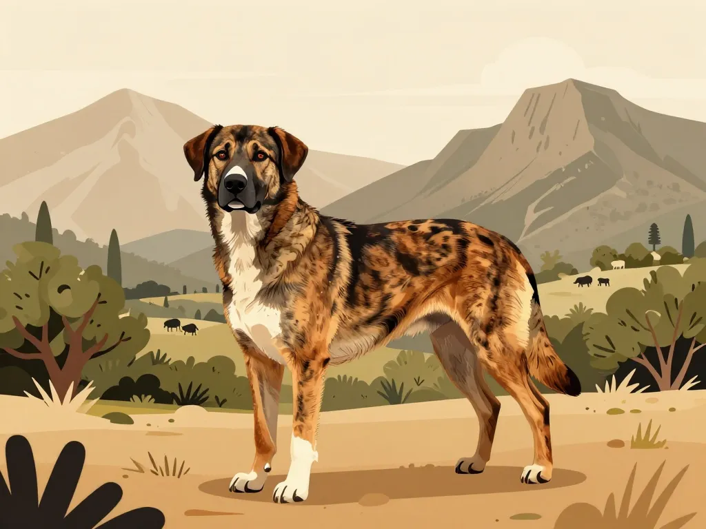 Berger corse origine sur fond de montagne et maquis