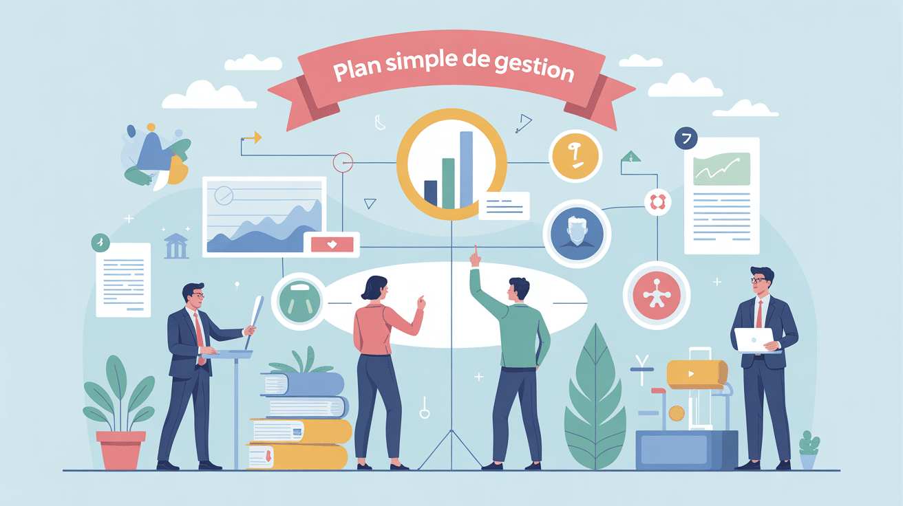 illustration plan simple de gestion équipe et tableau