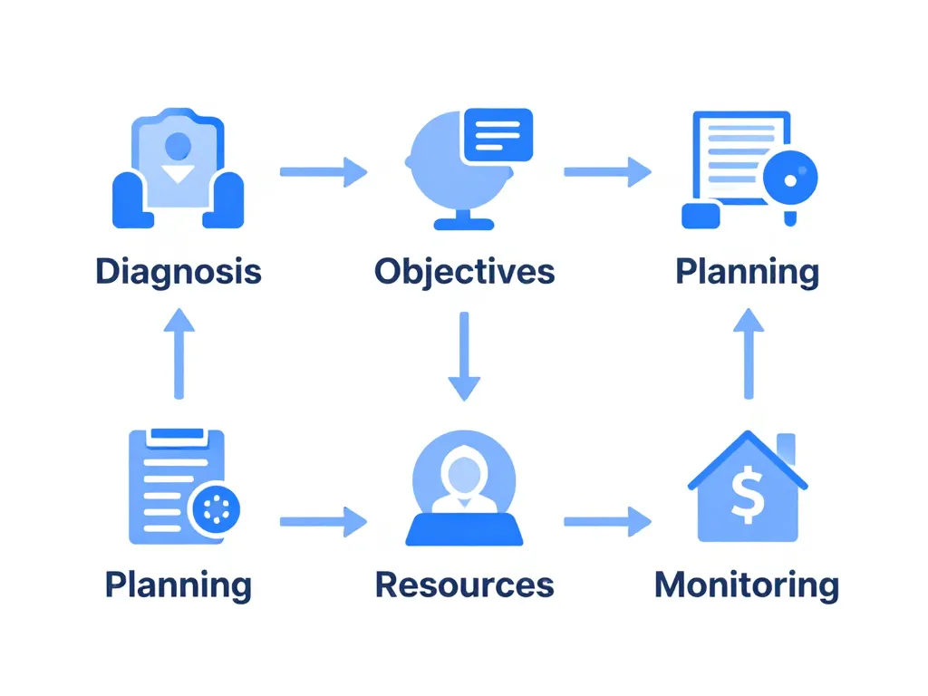 schéma plan simple de gestion étapes