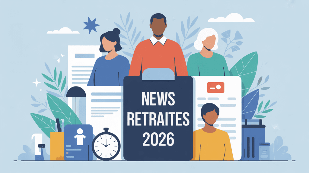 news retraites 2026 ambiance rassurante vectorielle