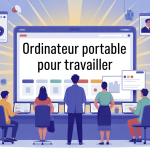 Illustration ordinateur portable pour travailler profils utilisateurs
