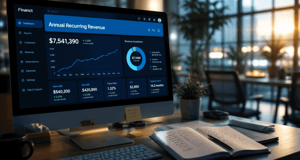 annual recurring revenue affiché sur écran d'ordinateur