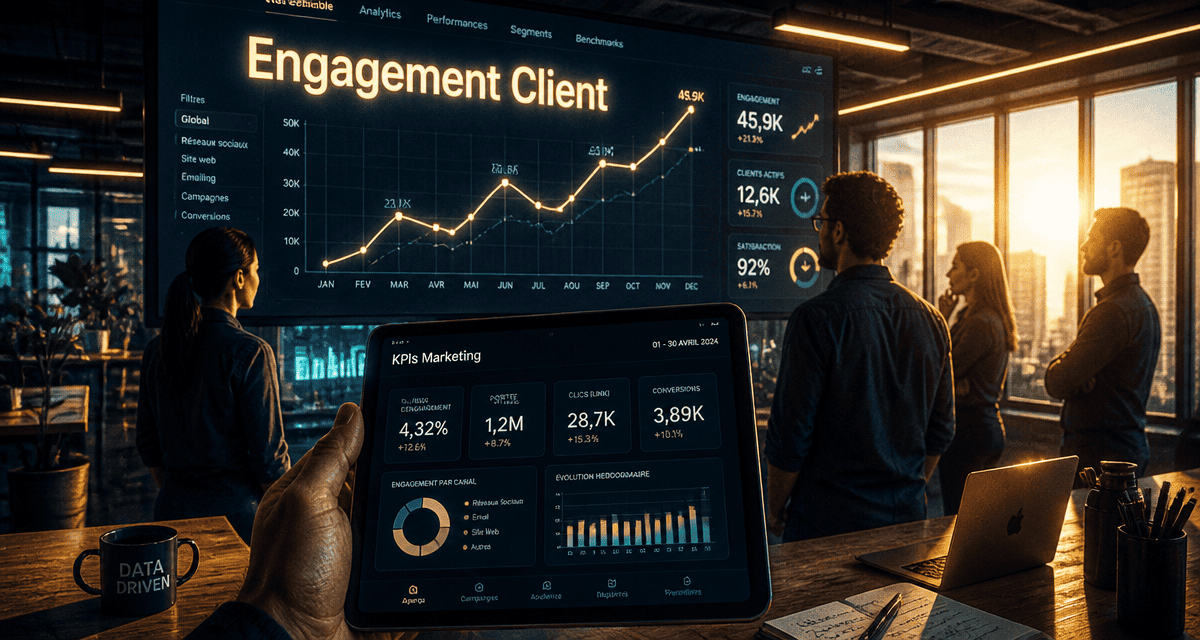 customer engagement équipe marketing écran digital