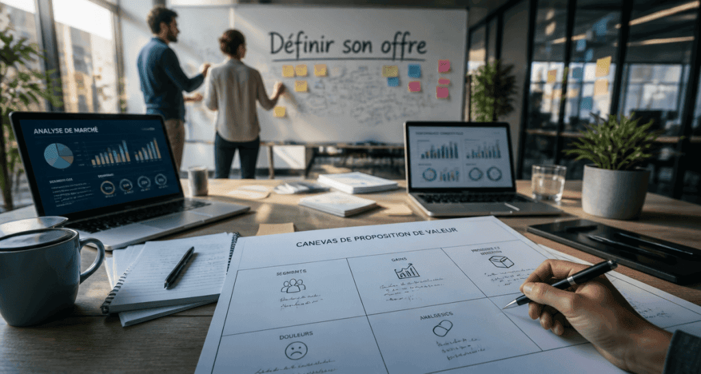 Définir son offre, équipe travaillant sur proposition de valeur