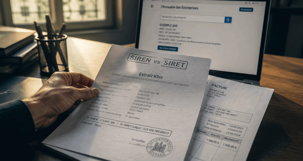 différence entre siren et siret sur documents officiels