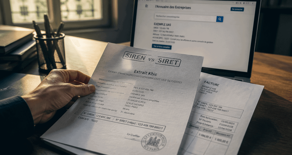 différence entre siren et siret sur documents officiels
