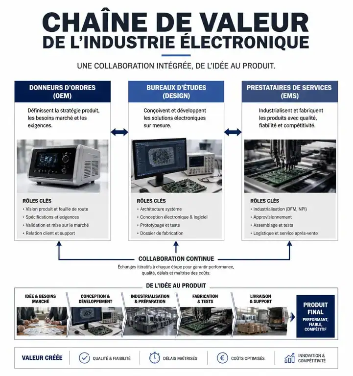 Schéma de la chaîne de valeur d'une entreprise électronique et ses partenaires
