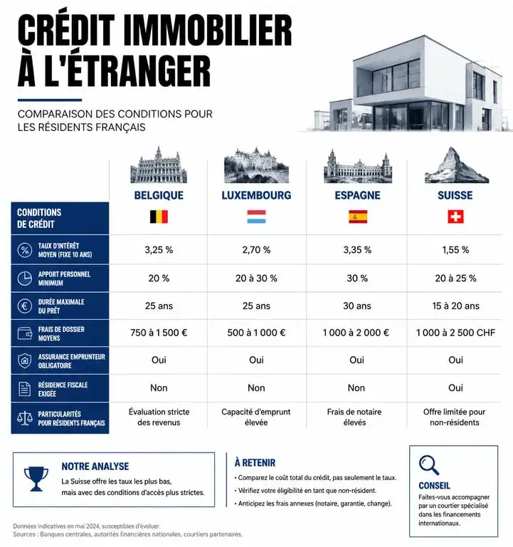 Comparatif des conditions de crédit immobilier à l'étranger pour les résidents français