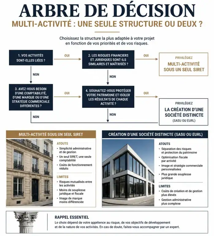 Infographie comparative : Multi-activité en micro-entreprise ou création de société pour les entrepreneurs