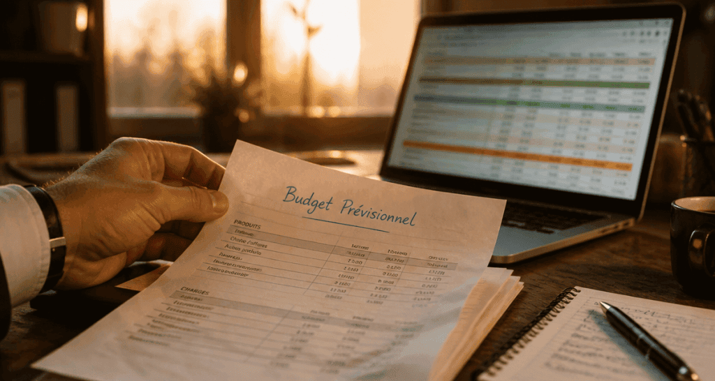 exemple budget prévisionnel sur bureau avec tableau excel