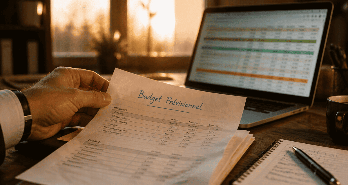 exemple budget prévisionnel sur bureau avec tableau excel