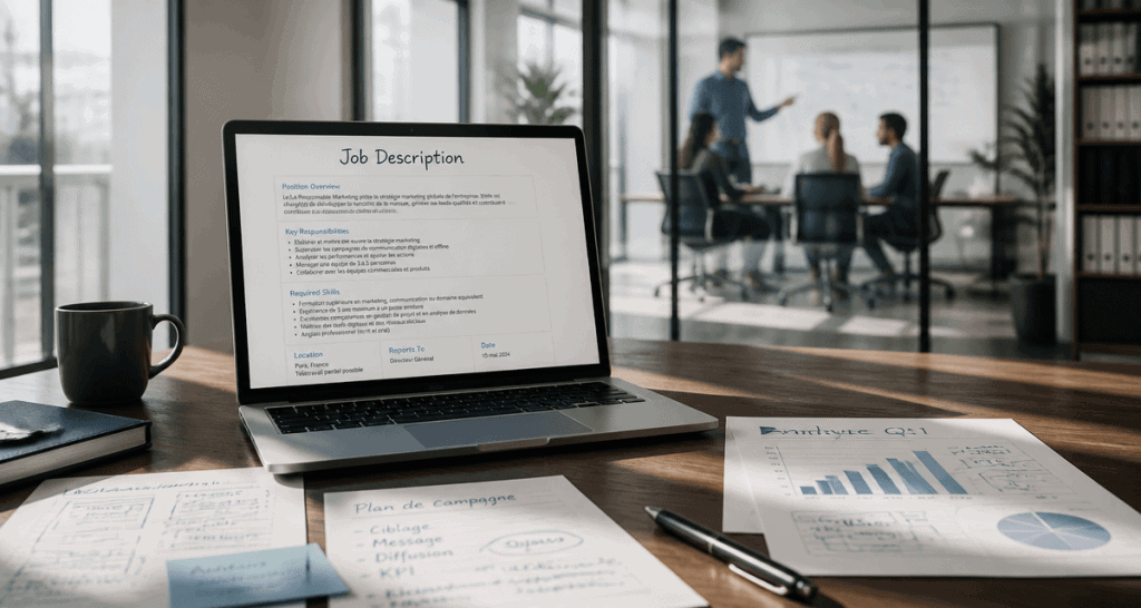job description sur ordinateur en bureau moderne
