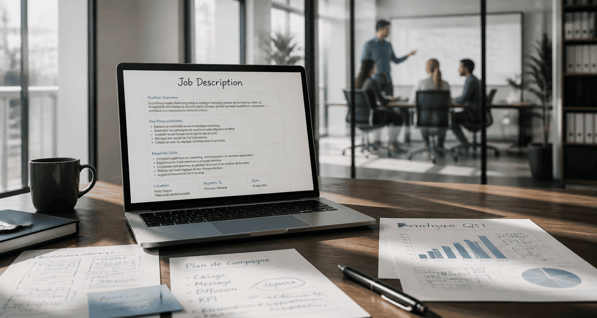job description sur ordinateur en bureau moderne