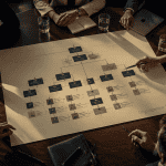 organigramme de l entreprise sur table en réunion
