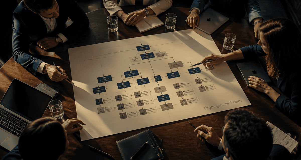 organigramme de l entreprise sur table en réunion
