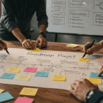 roadmap projet sur table de réunion