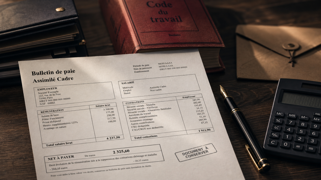 Cadre assimilé : fiche de paie et protection sociale