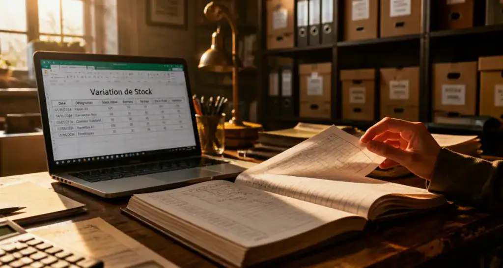 calcul variation de stock dans un bureau