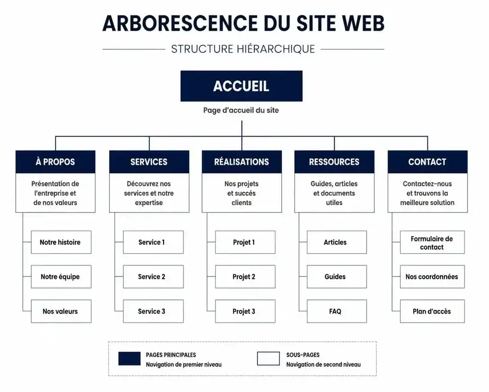 Exemple d'arborescence de site web structurée pour le SEO et l'UX