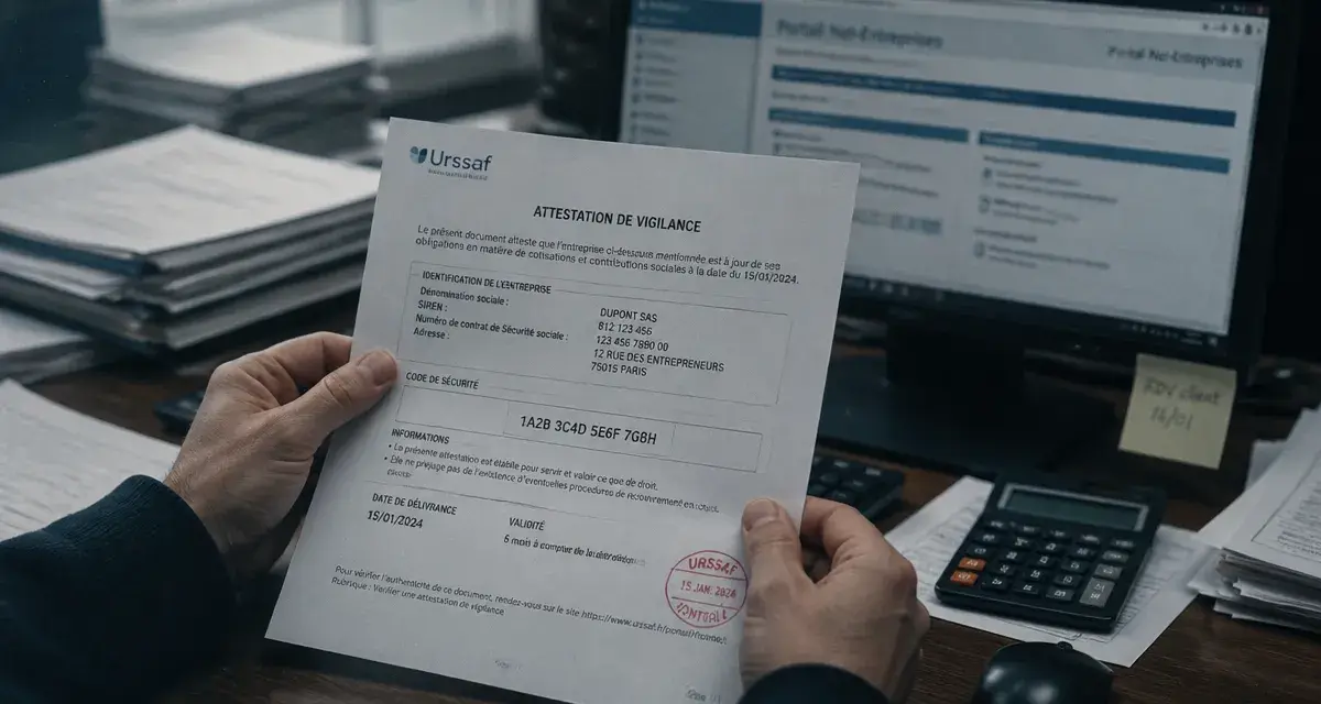 Qu est ce qu une attestation de vigilance URSSAF : attestation tenue sur table, risque donneur d’ordre