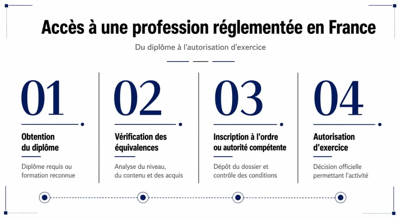 Infographie du processus d'accès à une profession réglementée en France