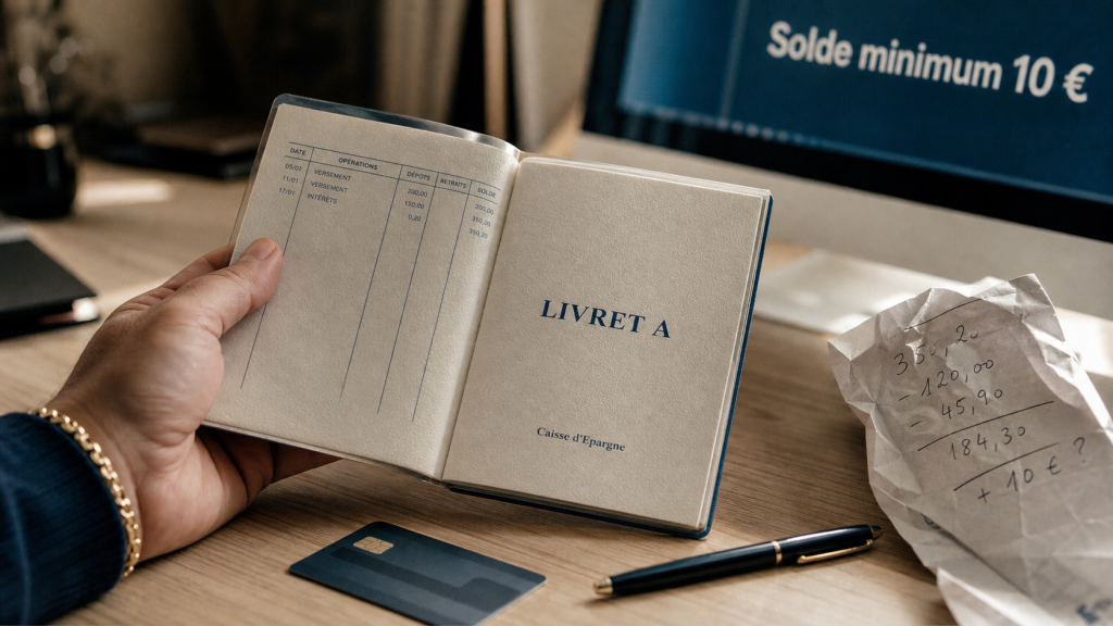 minimum à laisser sur livret a : 10 € et 1,50 €