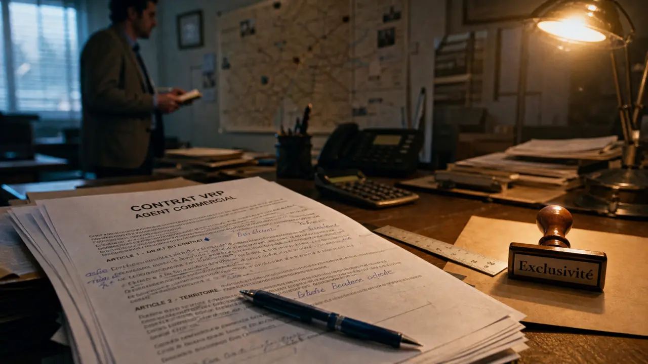 Photo VRP contrat : exclusivité sur document