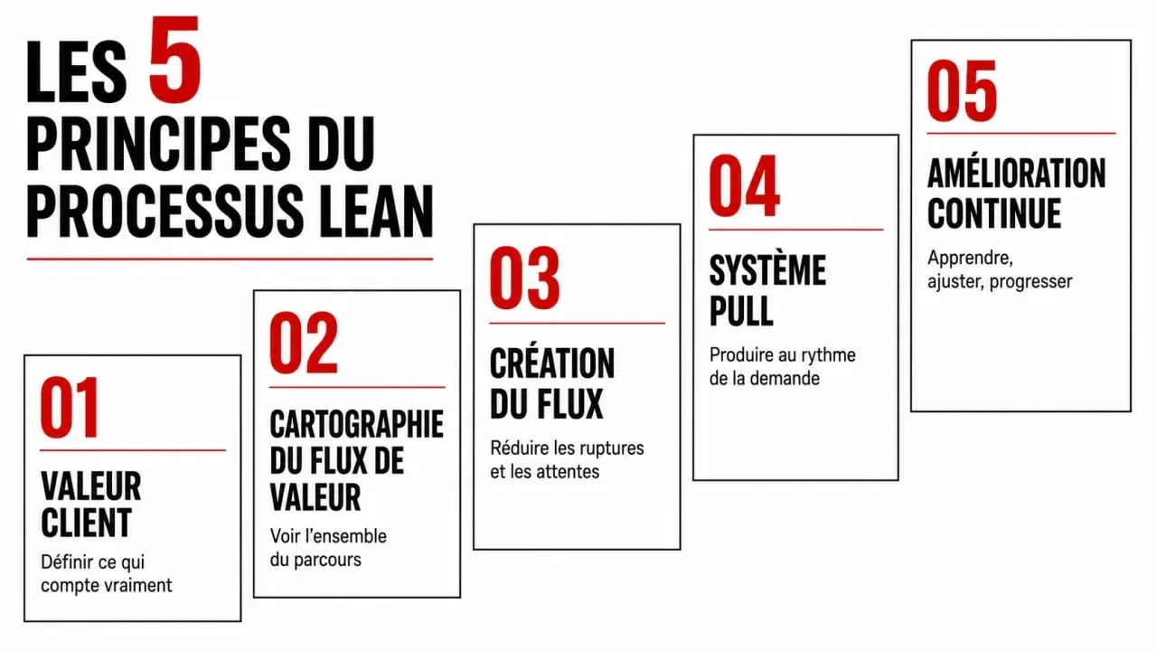 Les 5 principes du processus lean en schéma éditorial
