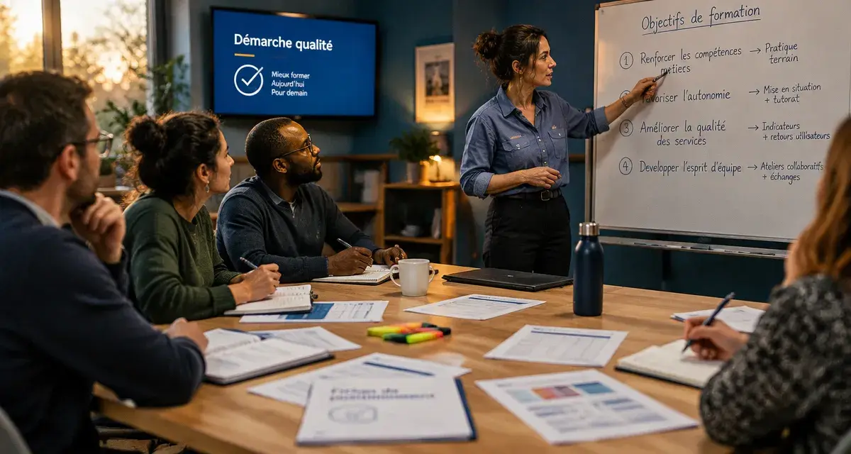 Devenir formateur pour adultes greta : formateur face à un groupe en formation